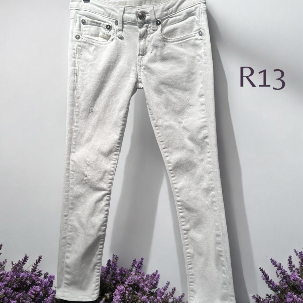 R13 Orion White Kate Skinny Distressed Jeans (Sz 24) (EUC)